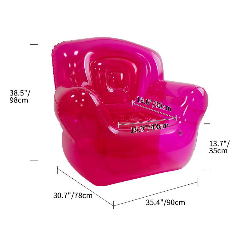 Портативный прозрачный надувной туристический стул для музыкальных фестивалей - Одноместный, утолщенный ПВХ, складной