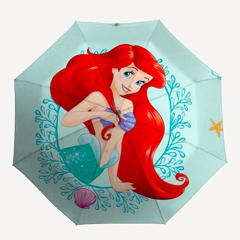 Mermaid,Ariel Automatic Opening and Closing Umbrella - 8-rib Reinforced Folding Design, Lightweight and Portable, Suitable for Daily Busines