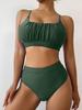 2024 European & American Style Solid High Waist Bikini - Sexy Split Swimwear