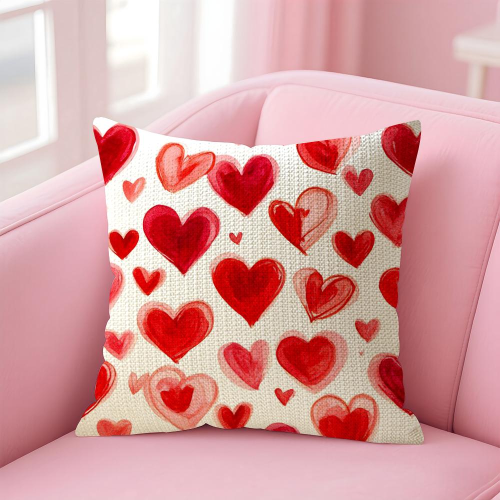 Love INS Cushion Cover Natural Linen Pillow Case DoubleSided Print Decorative Sofa Pillowcase Home Decor Gift