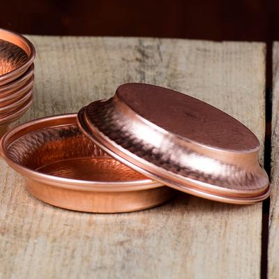 Pure Copper Hammer Tribute Plate, Buddhist Fruit Saucer, Brass, Auspicious Luster, Tibetan Plate, Home's Gift, 18cm, 7Pcs
