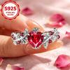 1Shiny item925Sterling silver women's red heart ring for daily wear, vintage floral vine promise ring, hypoallergenic natural ring, gift for