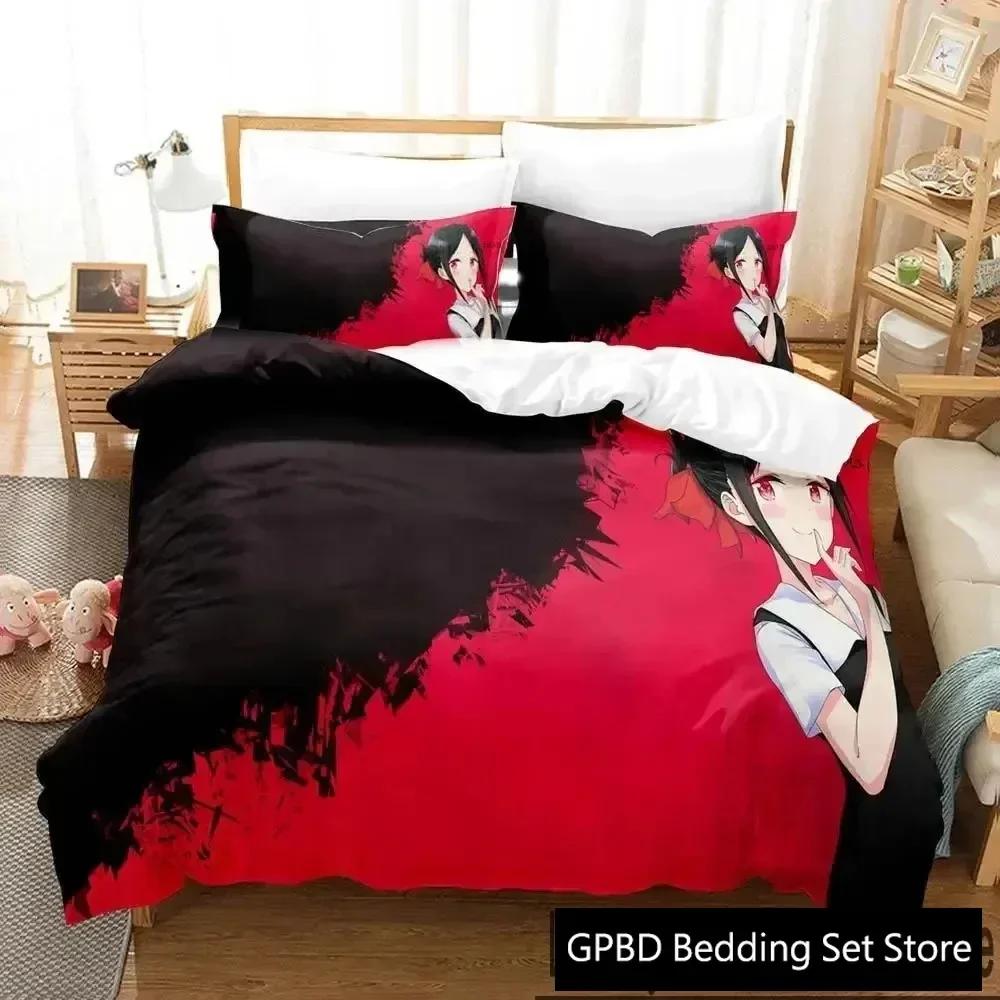 Luxury New 3D Print Anime Kaguya-sama Love Is War Bedding Set Duvet Cover Bed Set Quilt Cover Pillowcase Queen Size Boys Adult