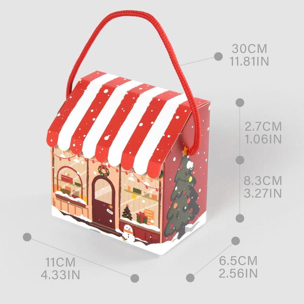 10PCS House Shape Christmas Package Box Cartoon Wrapping Box Candy Packaging Boxes  Christmas Party