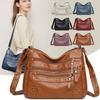 Multi-Pocket Leather Crossbody Bag for Women Vintage Commute Shoulder Bag Middle-aged Mother Crossbody Bag Suitable Daily Commute Work Shopping