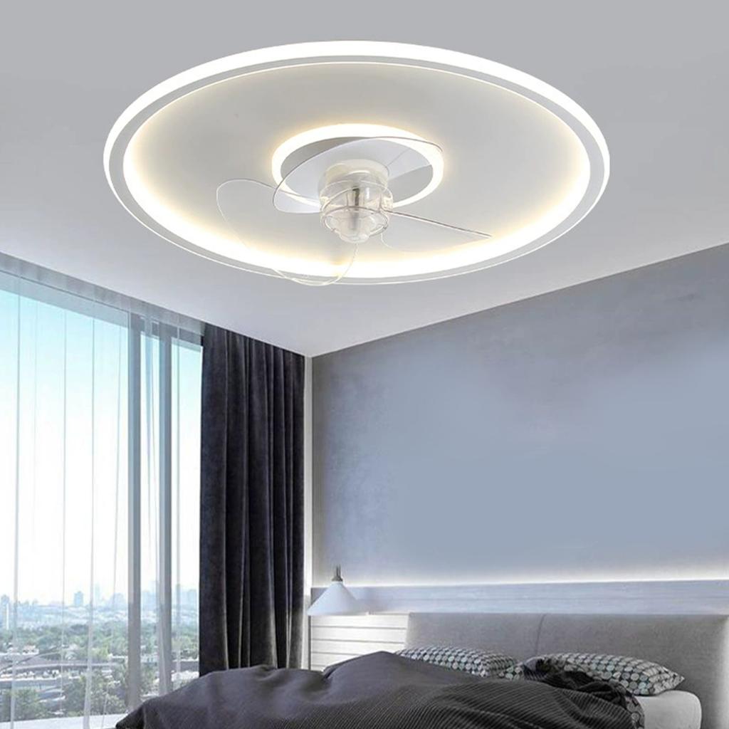 LED Ceiling Light with Fan 19.6 Inch 3000K to 6000K Dimmable 6 Speeds Modern Round Ceiling Fan Light with Remote for Bedroom Kitchen