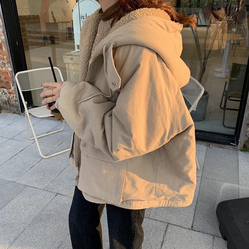 

Women s Reversible Lambswool Jacket - Korean Style Loose Fit, Autumn/Winter Harajuku Trend 2XL (suggested for 135-150 lbs)