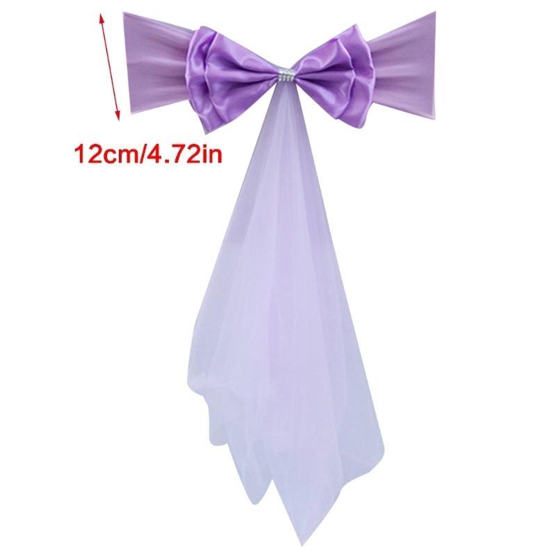 652F Satins Chair Cover Chair Sashes for Wedding Ceremony Dining Hall Party Outdoor Decoration Easy to Install