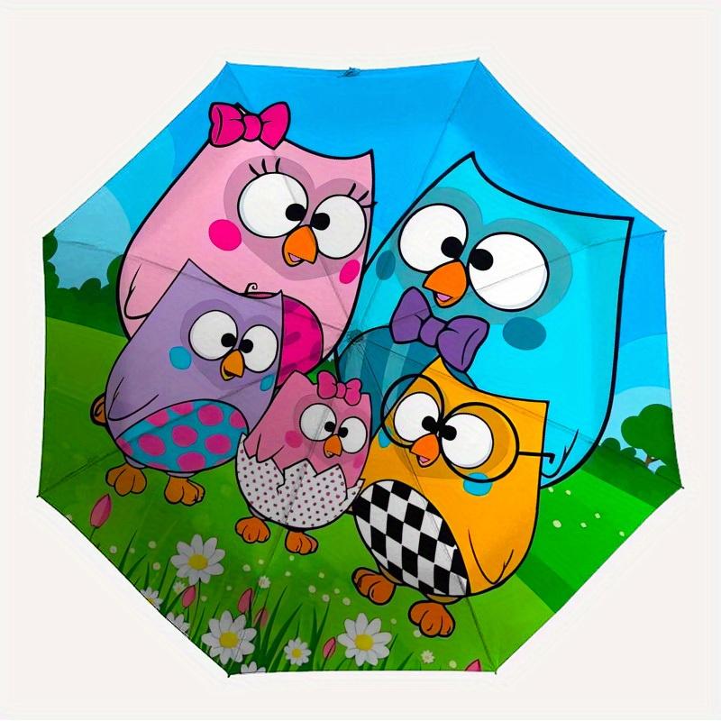 1pc Owl Family Themed High-quality Umbrella,Automatic Opening and Closing Umbrella,Multi-functional Umbrella G0811332
