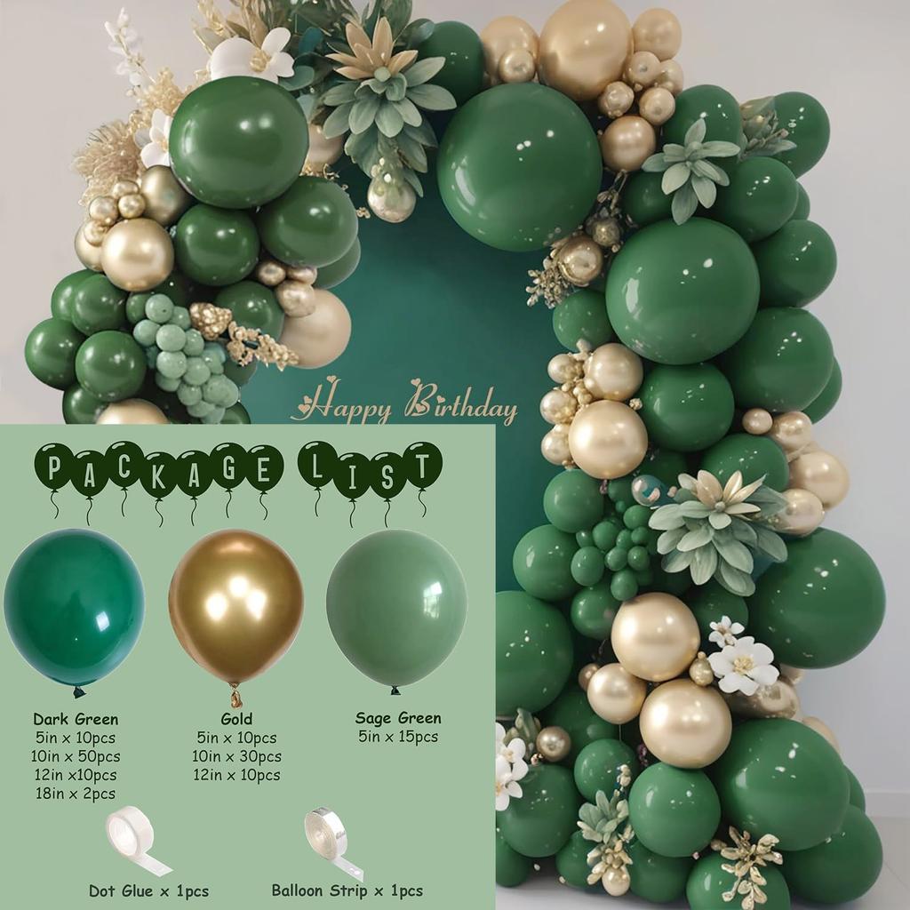 Jungle Green Birthday Arrangement Balloon Chain Package Festive Wreath Arch Party Decoration