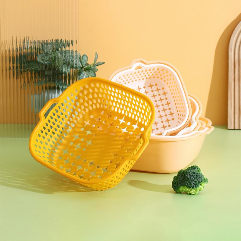 Multifunctional Double-Layer Drain Basket 2PCS/Set Vegetable Wash Basket Plastic Strainer Filter Food Colander Kitchen Gadget