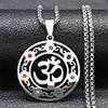 Yoga Meditation OM Symbol Necklace for Women Men Stainless Steel 7 Chakra Reiki Healing Buddhist Chain Jewelry Collier N9721S01