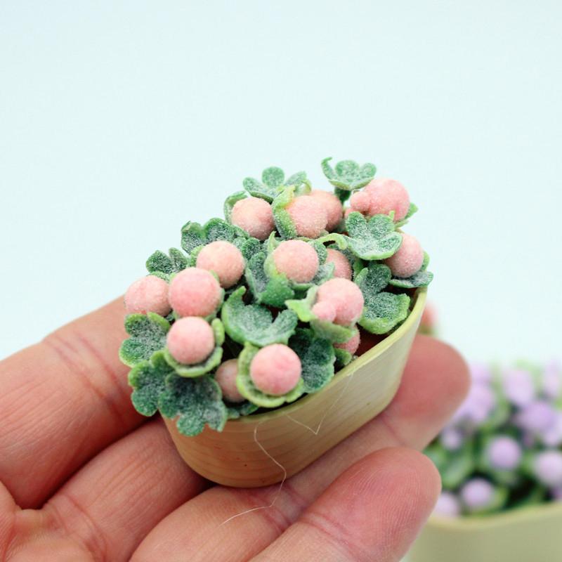 1/12 Dollhouse Simulation Flower Plant Potted Dollhouse Mini Home Decoration Dolls House Micro Landscape Plant Accessories