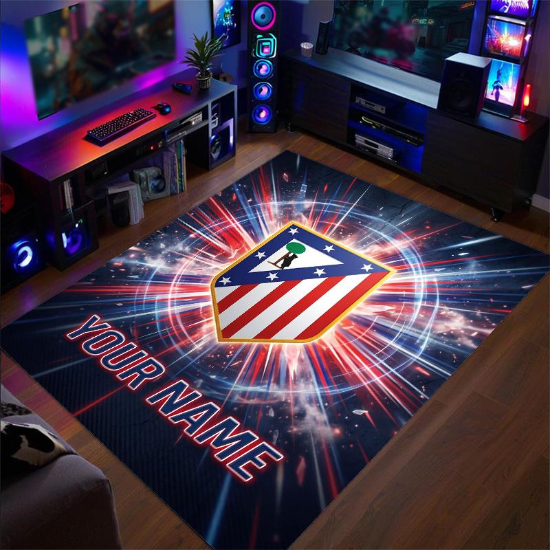 Crystal Velvet Rug Atletico Madrid Print Custom Name Text Floor Mat Home Decor