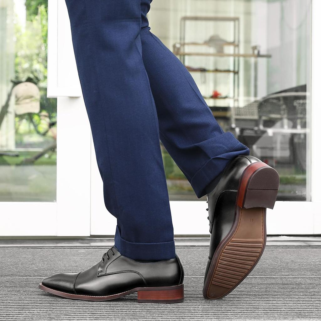 Foxsense Business Šaty Pravé Prémiové Velikost Pánské Boty, Kůže, Rovná špička, Křidélková špička, Lehké, Vodotěsné, Kůže, Formální, Černá, 27.0cm,