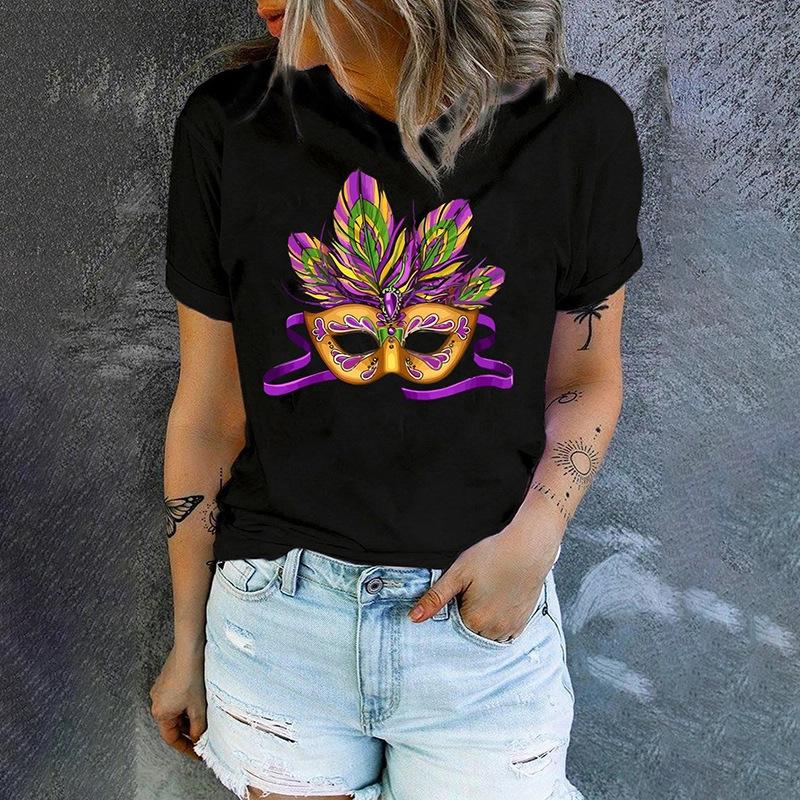 Summer Round Neck 3D Simple Print Top Fashionable Casual Short Sleeved Women's T-shirts