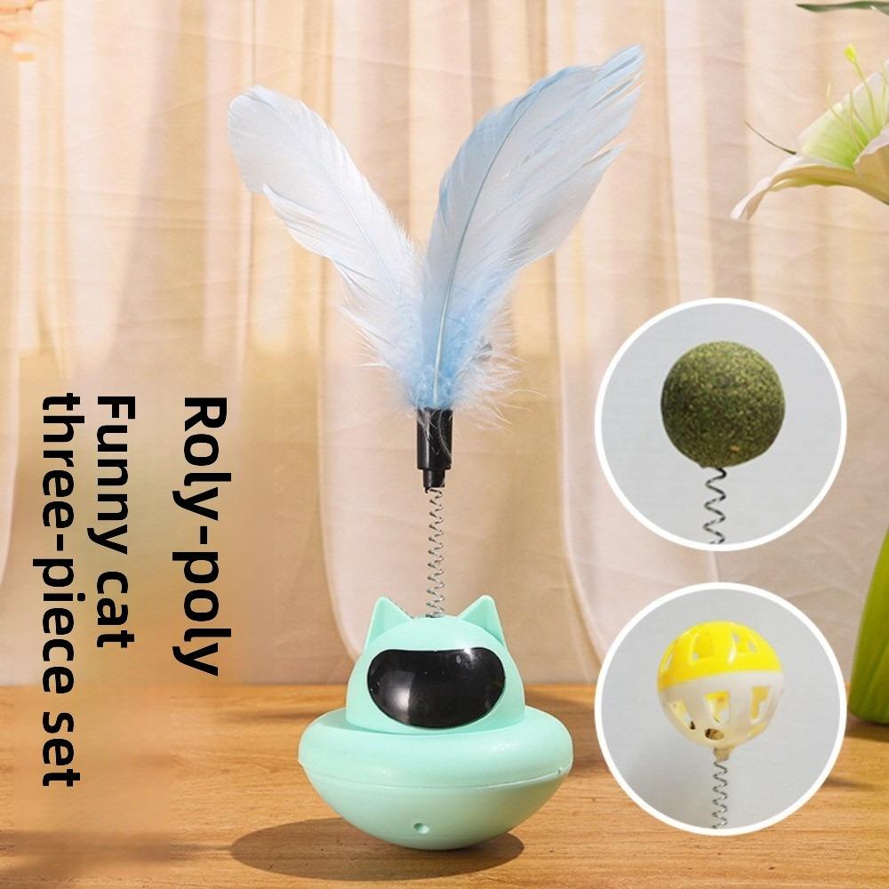 Feather Attachment Suction Cup Cat Teaser Wand Tumbler Design Anti-Boredom Tumbler Base Feather Self Play Teaser Wand Solo Play