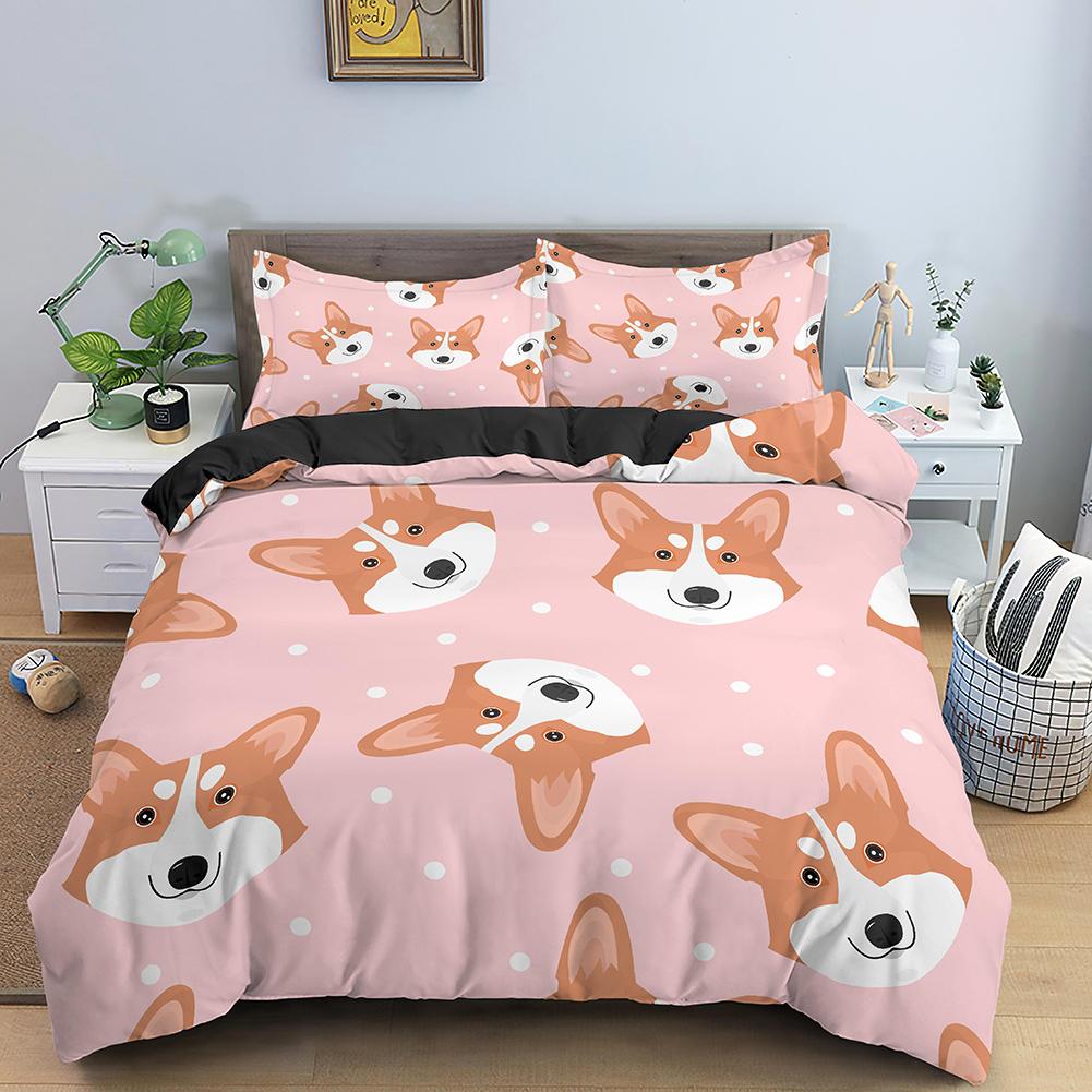 Cartoon Dog Duvet Cover King Queen Funny Pet Puppy Head Printed Bedding Set For Kids Teens Adults Animals Polyester Quilt Cover