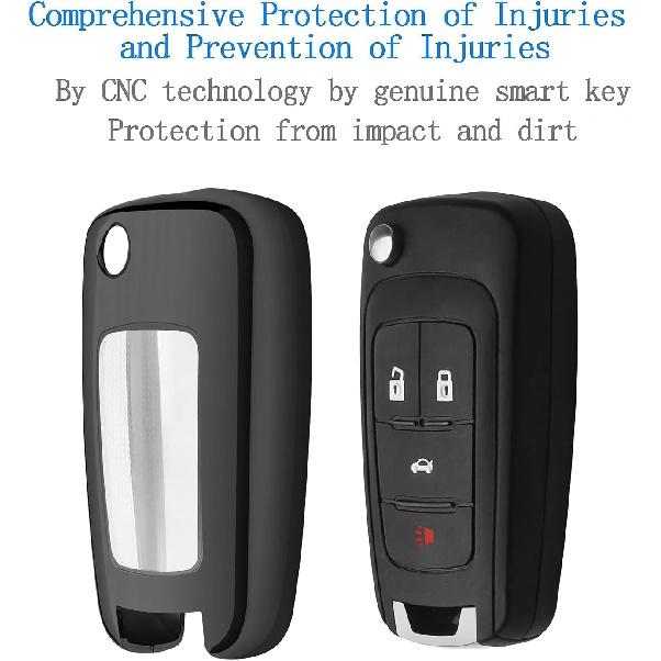 Tukellen for Chevrolet Key Fob Cover Premium Soft TPU Full Protection Key Shell Case Compatible with Chevy Camaro Cruze Impala Equinox Volt Spark