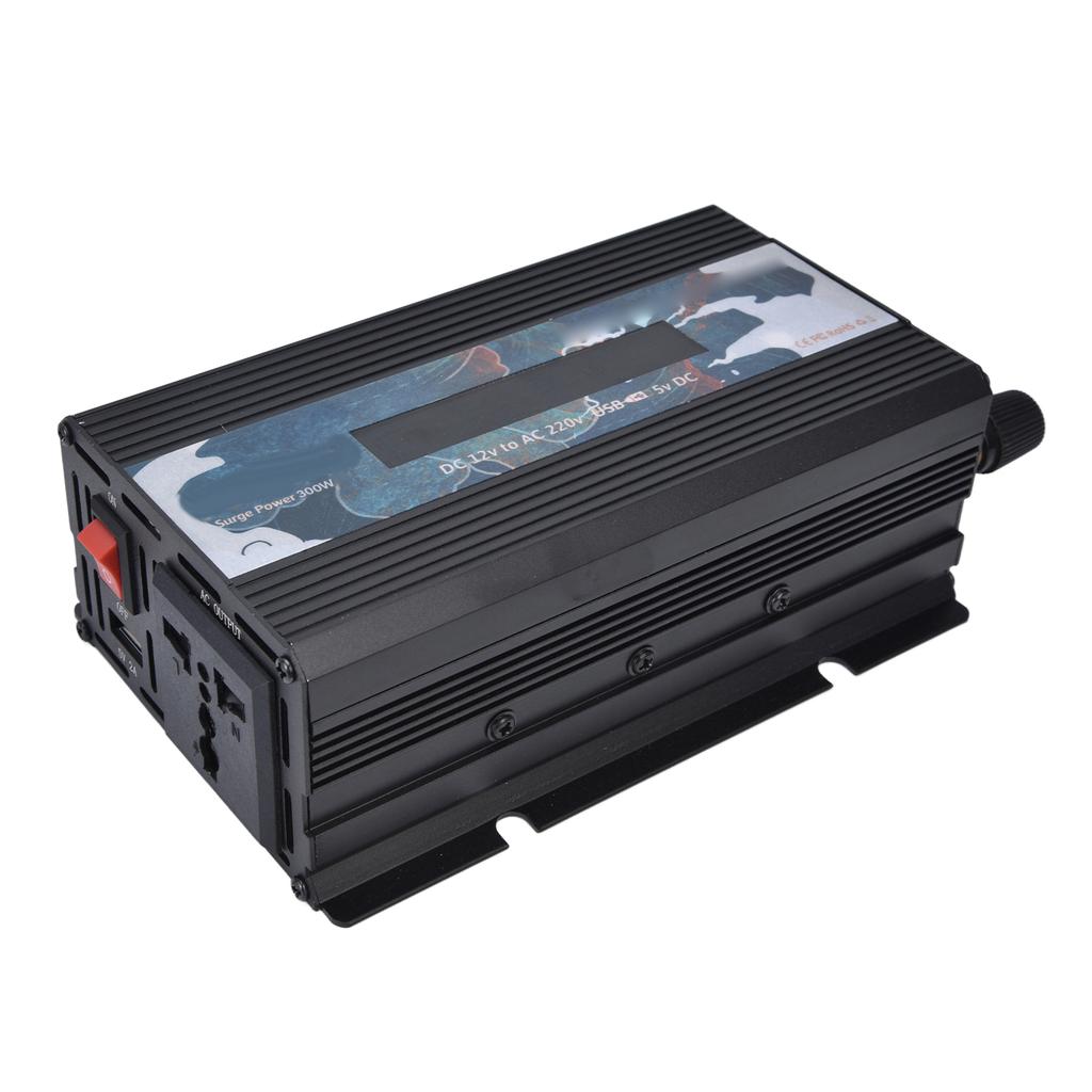 300W Smart Power Converter with Display Aluminium Alloy DC12V To AC220V Power Inverters
