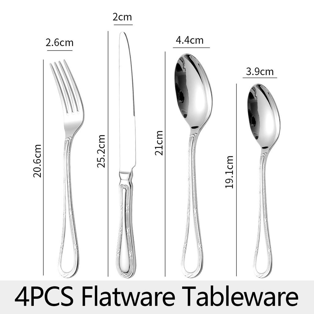 4/5pcs Luxury Plated Flatware Set Stainless Steel Cutlery Set Elegant 18-10 Steel Heavy Weight Flatware Tableware Mirror Cutlery