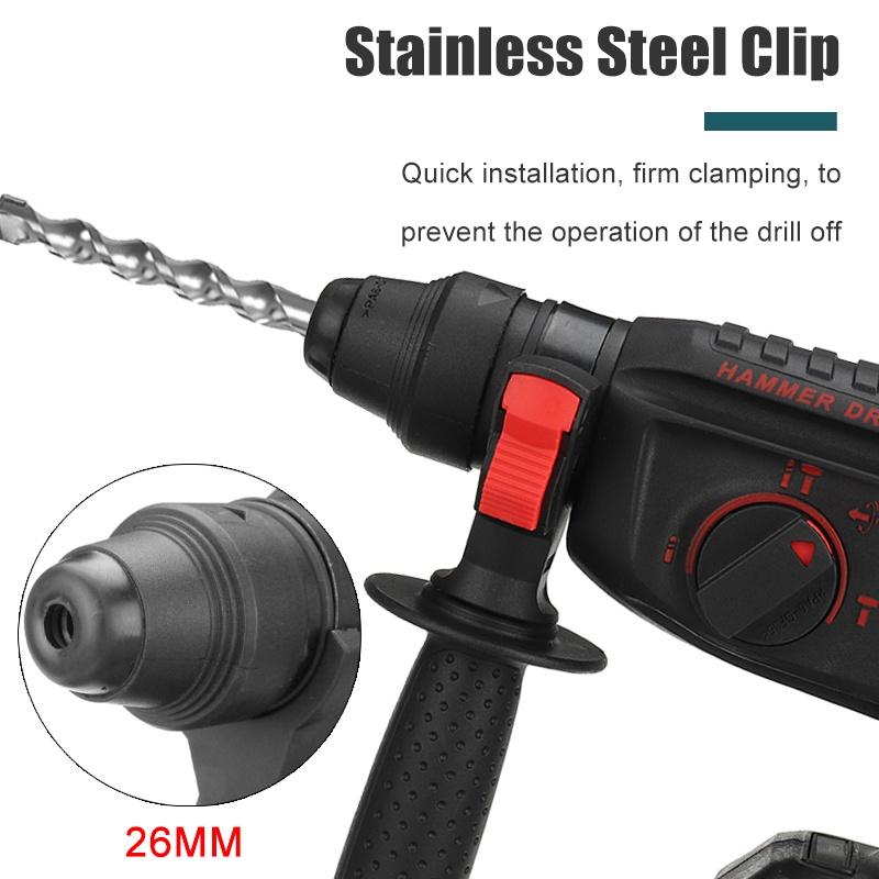 4 IN 1 2 Batteries Rechargeable Electric Hammer Impact Drill for 18V Brushless Cordless Rotary Hammer Drill