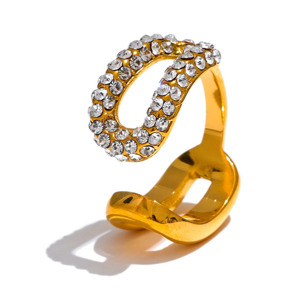 Yhpup Stainless Steel White Colorful Color Cubic Zirconia Open Ring Jewelry for Women