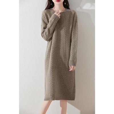 Dameskasjmierjurk Qinghe Kasjmier 30% Kasjmier 70% Wol Herfst en Winter Kasjmierrok Zacht en Warm