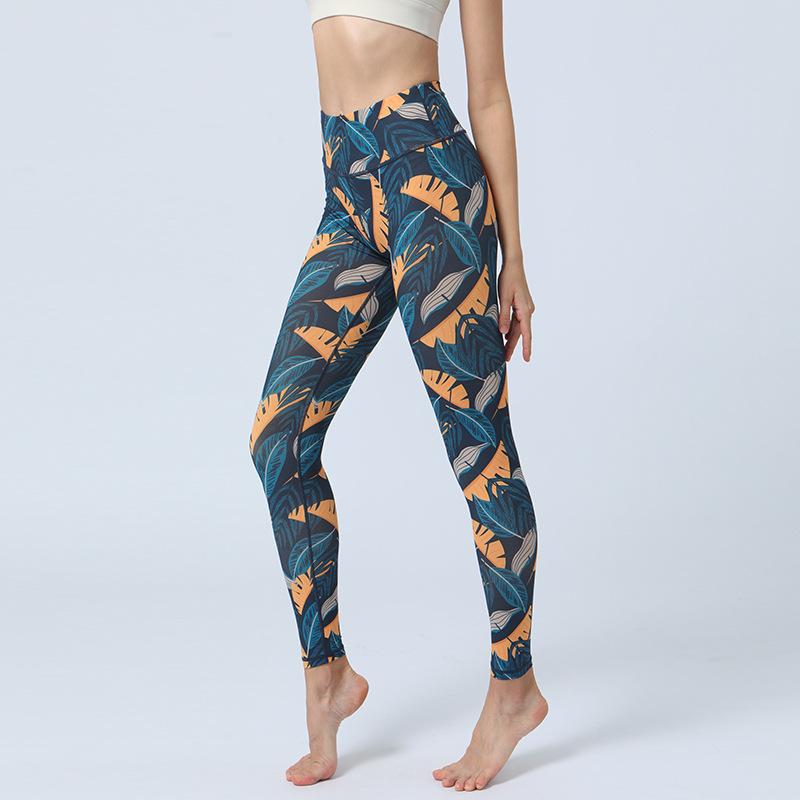 New Style Yoga Leggings with Printed Base Fabric High-Waisted, Butt-Lifting, Form-Fitting Sports Fitness Trousers
