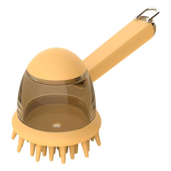 Pet Bath Brush Silicone Bristles 2-in-1 Dogs Cats Shampoo Brush with Built-in Soap Dispenser Pet Grooming Massage Scrubber жёлтый