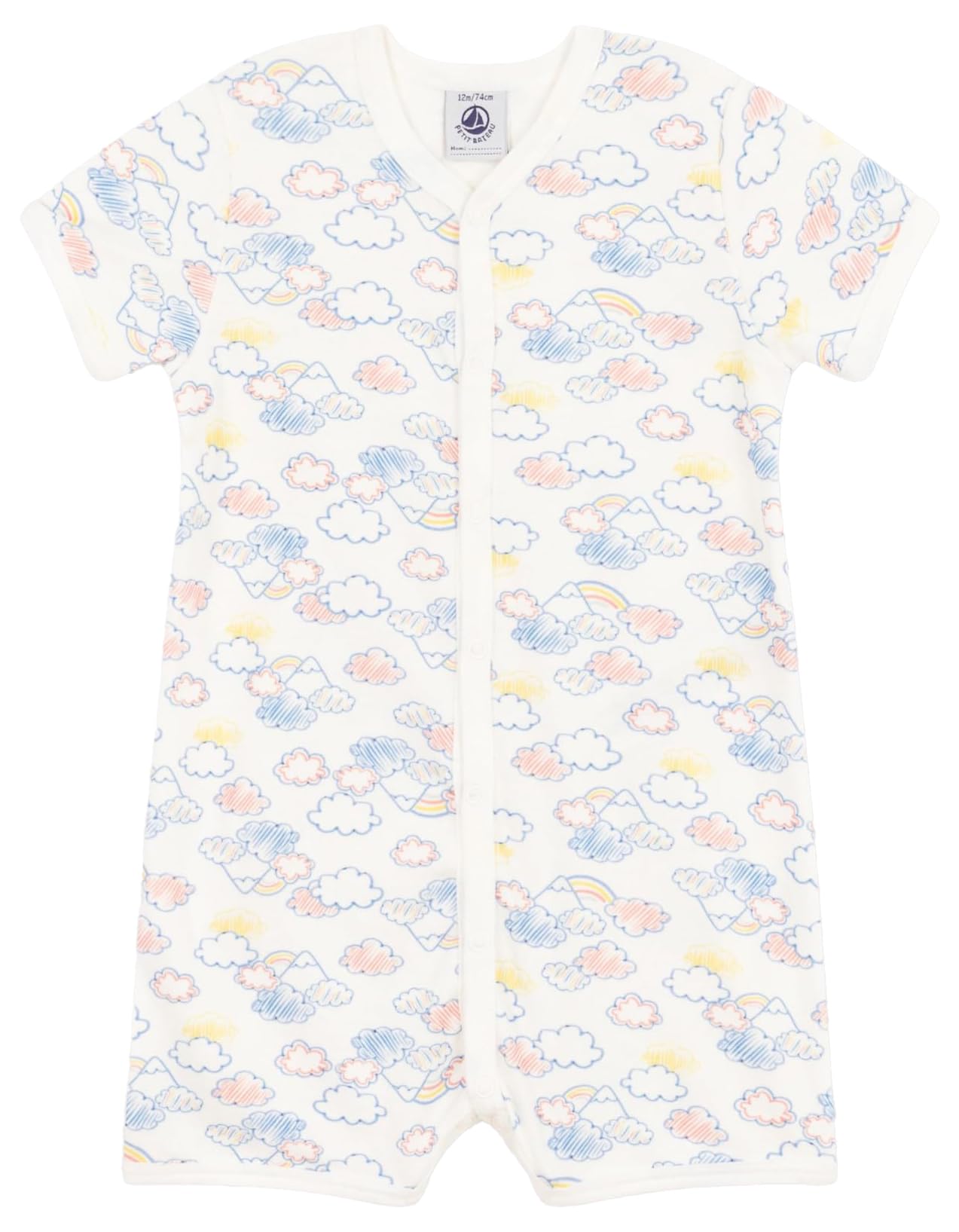 

Короткий комбинезон с принтом A09Q8 6 месяцев 67 см [Petit Bateau] Белый с оттенком/Многоцветный