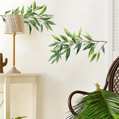 Groene Plant Tak Blad Muursticker Zelfklevend Verwijderbaar PVC Muursticker voor Slaapkamer Woonkamer Wanddecoratie