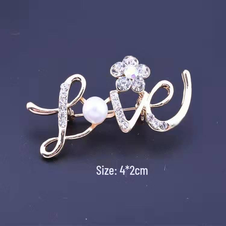 Diamond-Studded Pearl Rhinestone Silk Scarf Buckle Corsage for Women