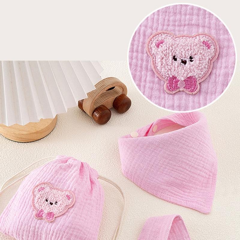 3pcs Organic Cotton Infant Bandana Bib And Pacifier Holder Combo Includes Washable Storage Pouch Baby Shower Gift Set