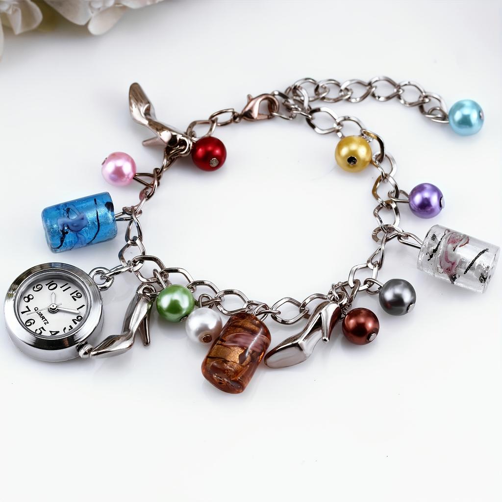 Men's and Women's Couple Bracelet Watch Colorful Glass Bracelet Cartoon Internet Celebrity Length Adjustable