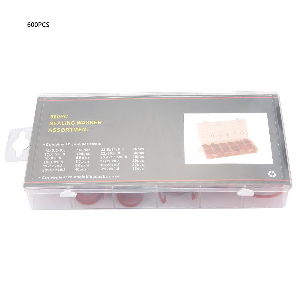 12 Sizes Red Steel Paper Flat Washers Kit Insulation Washer Assorted Set with Box Insulation Washer Assorted