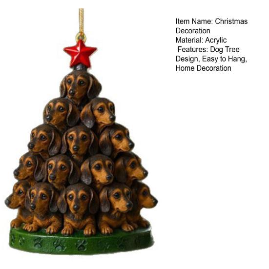 Christmas Acrylic Dog Hanging Decoration Holiday Party Winter Xmas Tree 2D Flat Acrylic Puppy