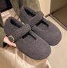 Fashion Fashion Round Toe Ballet Flats Boots for Woman Keep Warm Plush Loafers Ladies Brand Design Fluffy Mary Jane Shoes Botas Mujer
