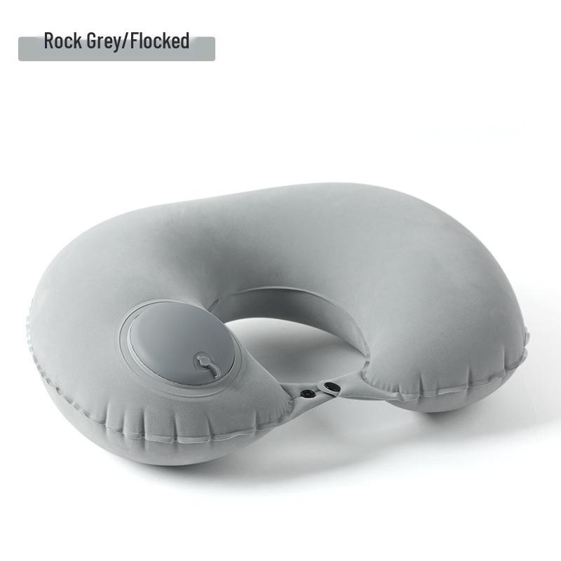 Inflatable U-shaped Travel Neck Pillow - Portable, Ergonomic, Height-Adjustable, Storable Milk Silk Design