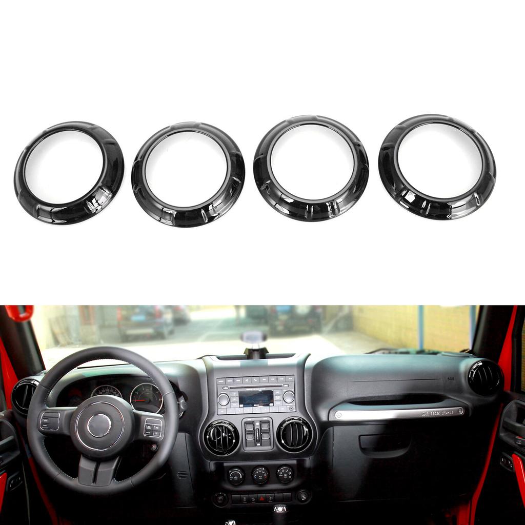 10pcs Interior Decoration Cover Trim For Jeep Wrangler JK 2Door 2011-2017 Black