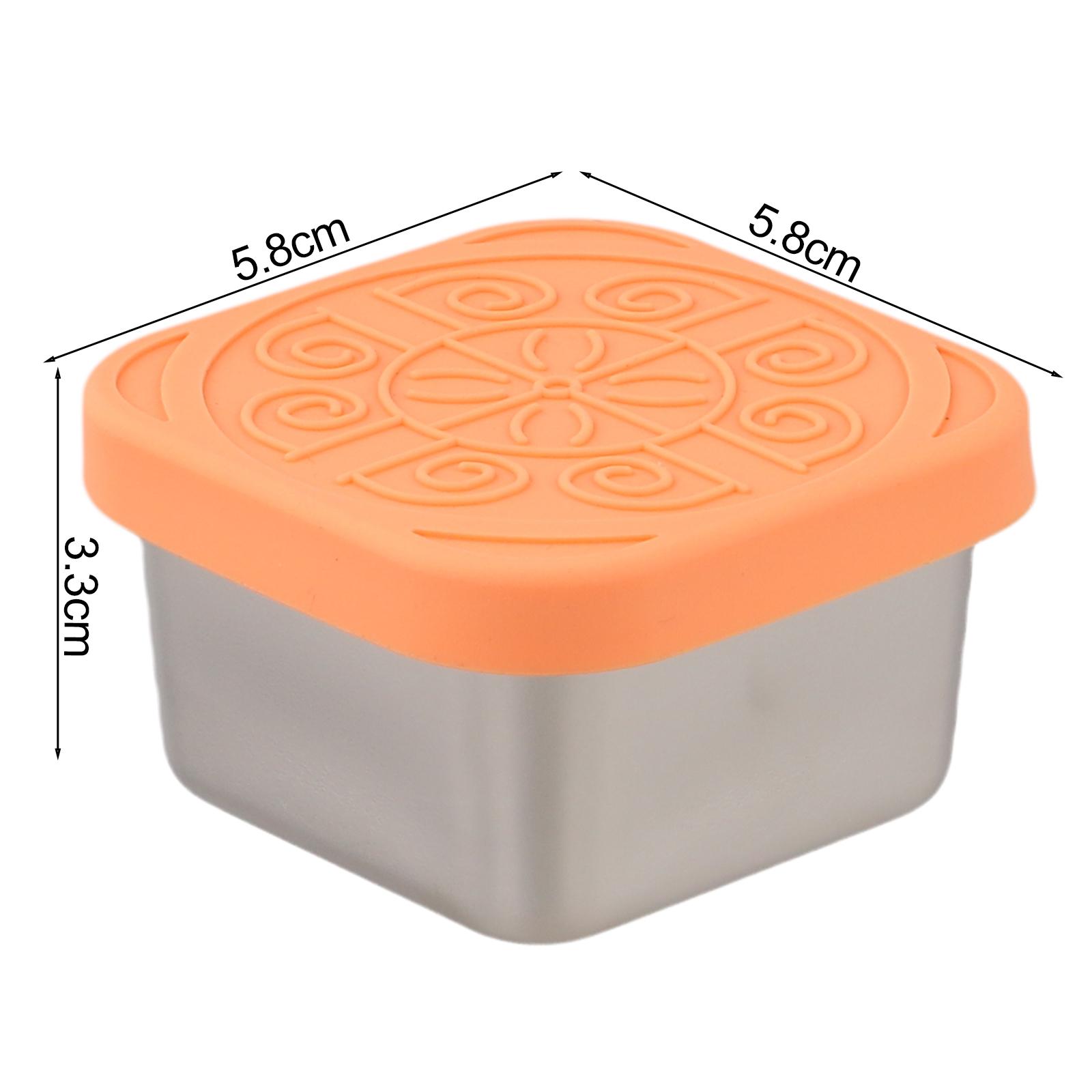 

Food Storage Containers Silicone Lids Stainless Steel Snack Containers 60ml Orange