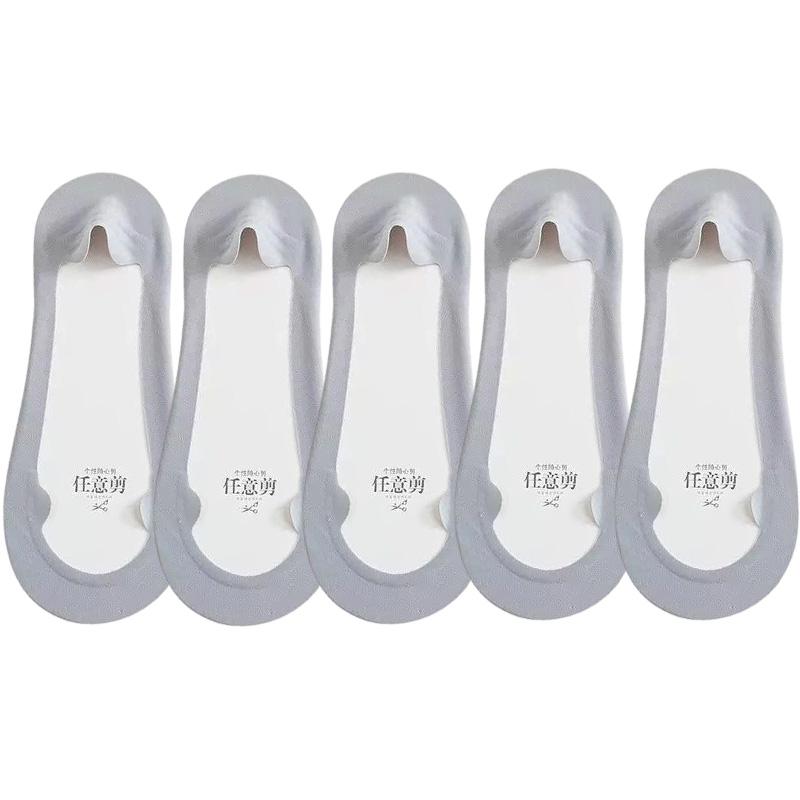 

5Pairs Women Socks High Quality Matching Casual Socks Summer Thin Cotton Bottom Non-slip Invisible Low Short Socks Breathable One Size