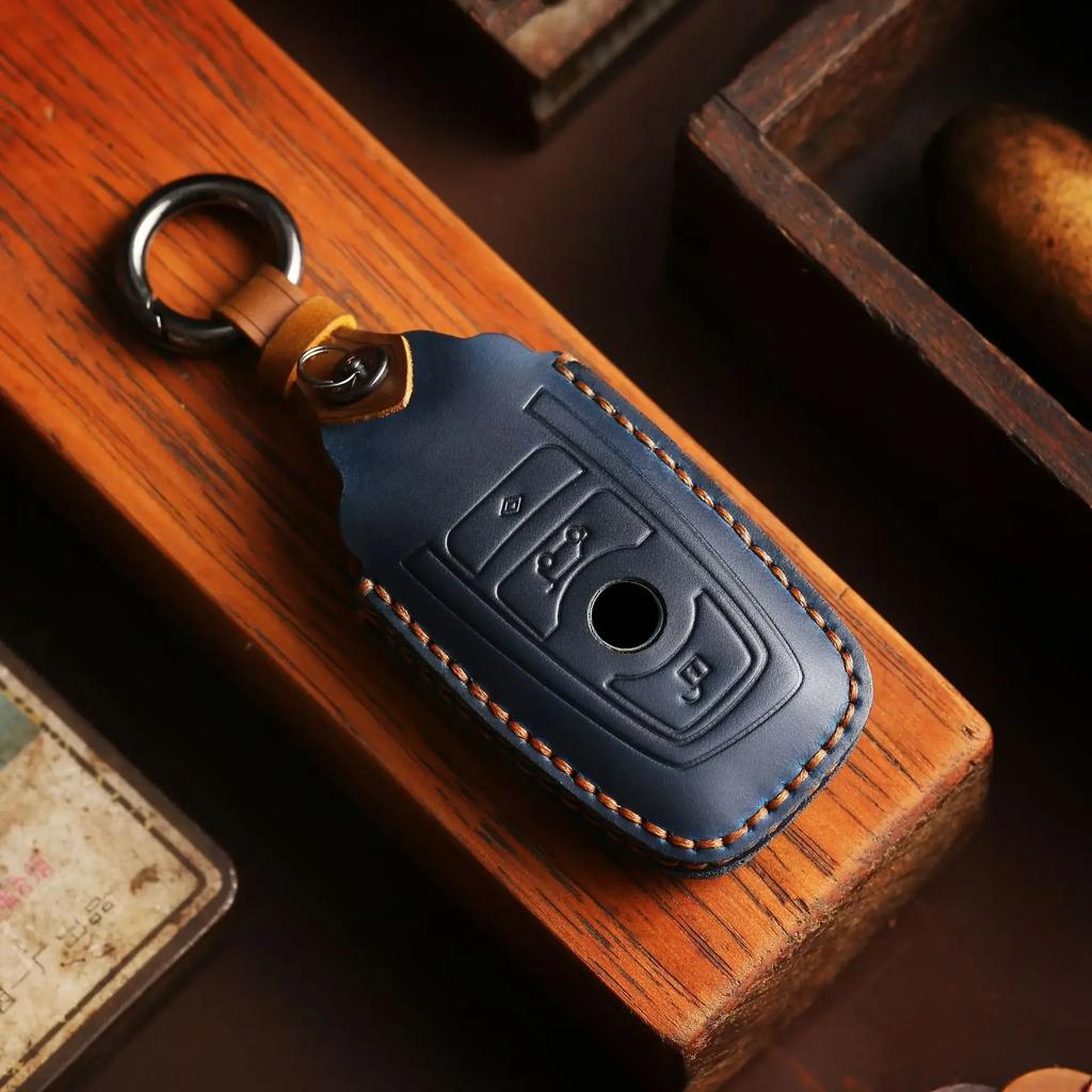 Leather Car Key Case Cover Fob Keychain Accessories for BMW Series 3 F30 F10 F18 F22 F01 X3 X4 F06 F02 M3 M5 Keyring Holder Bag