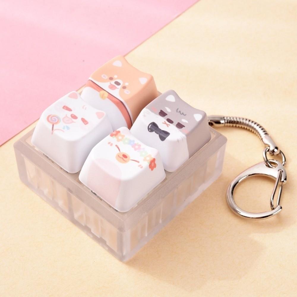 Kawaii Fidget Toy Keychain Relax Button Mechanical Keyboard Keying Puppy Fans