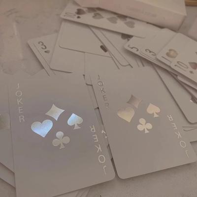 Sidabrinis šviesus kortų pokerio žaidimas Sidabrinis pokerio kostiumas Plastic Magic Waterproof Deck of Card Magic Water Gift Collection