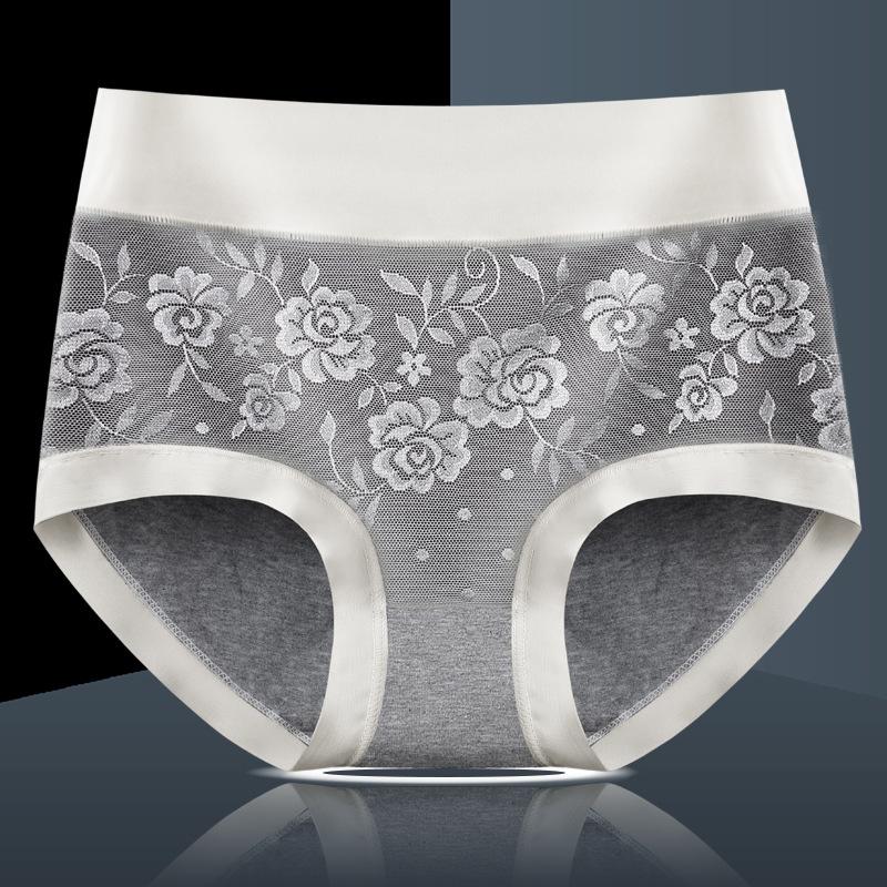 Mittlere Taille, große Größe, bequeme Damenunterwäsche, atmungsaktiv, antibakteriell, reine Baumwolle, sexy Spitzen-Slip für Frauen