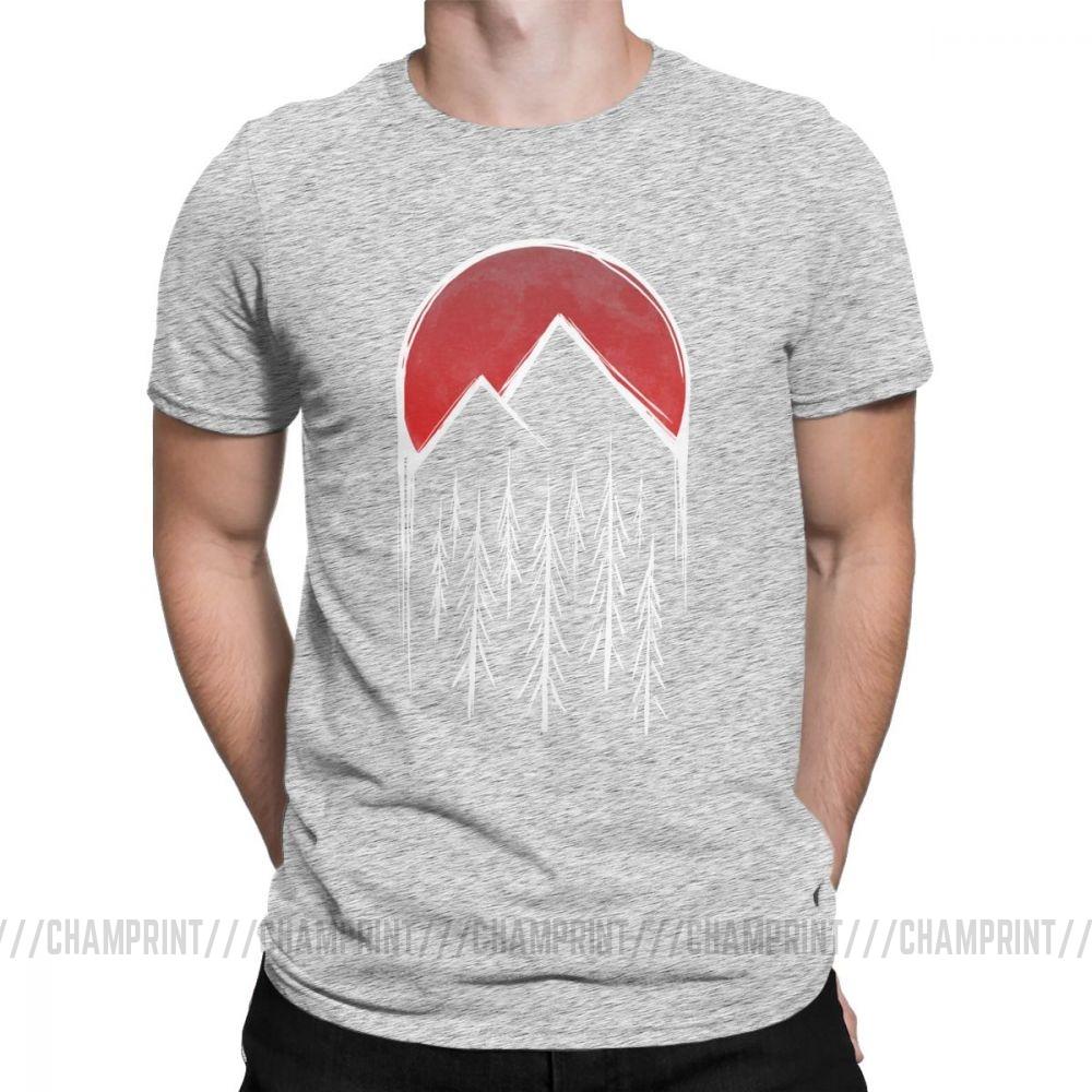 Twin Peaks T Shirts Men Red Pine Tree Moon High Quality Tops Short Sleeve
