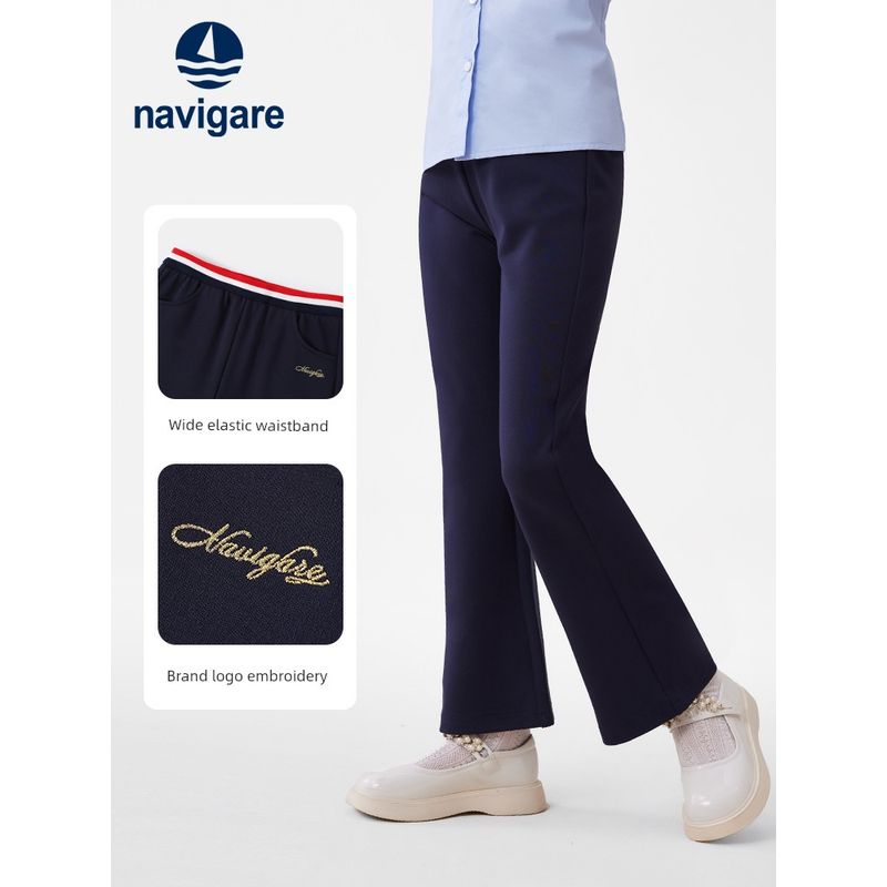 Navigare Italian Small Sailboat Girls' Flared Pants Spring and Autumn Thin Style 2026 Children's Slightly Flared Pants for Girls