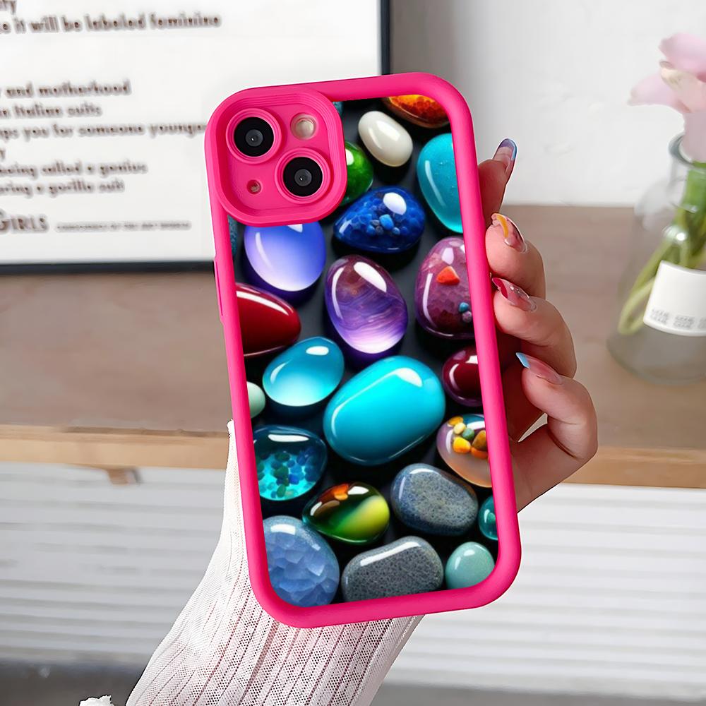 Aesthetic Stones Mobile Phone Case for iPhone 17 16 15 14 13 12 11 Air Pro Max Plus Thicken TPU Colorful Cover Luxury Cellphones