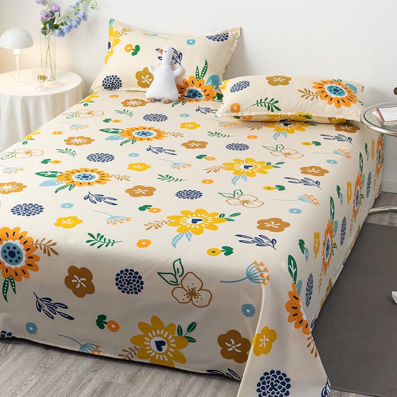 Winter Single Bed Sheet and Quilt Cover Set - 1.5m, Washed Cotton, Includes Pillowcase, Dormitory Style